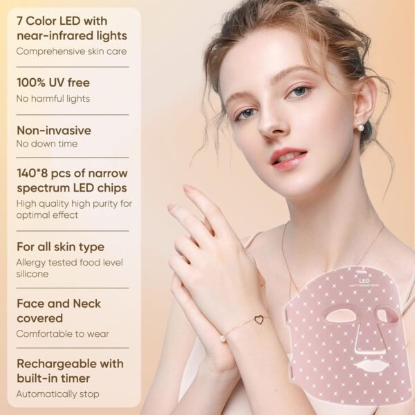 Beauty LED Light Mask - Infrared & Red Light Therapy Facial Device - Image 2