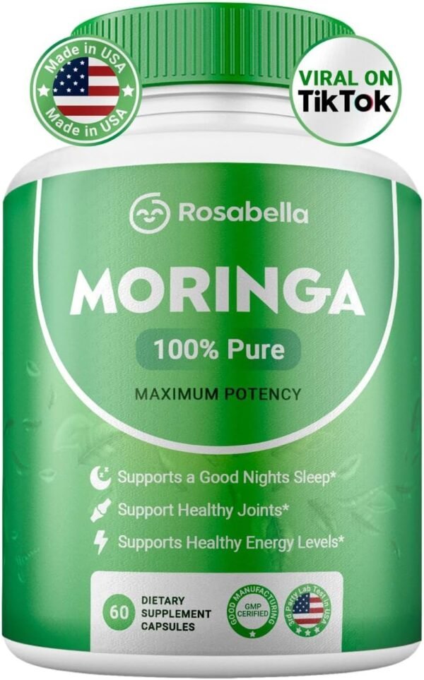 Rosabella Moringa Capsules (800mg) for Immune Support, Gut Health & Vitamins