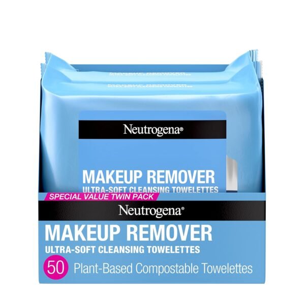 Neutrogena Ultra-Soft Makeup Remover Wipes, Alcohol-Free, Waterproof, 50 Count (2 Packs of 25)