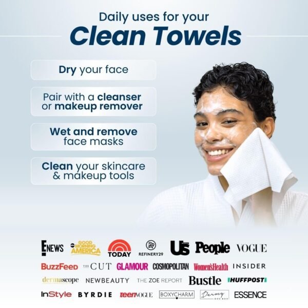 Clean Skin Club Clean Towels XL™ - 100% Biobased Ultra Soft Disposable Face Towels - Image 3