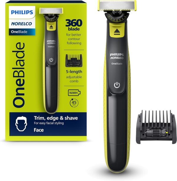 Philips Norelco OneBlade 360 Face Trimmer & Shaver – 5-in-1 Hybrid Beard Groomer