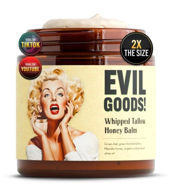 EVIL GOODS Whipped Beef Tallow & Manuka Honey Balm – Organic Moisturizer & Skin Care, 4oz