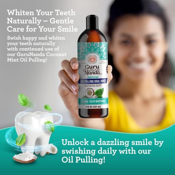 GuruNanda Cocomint Pulling Oil with 7 Essential Oils & Vitamins D, E & K2 - 8 oz Coconut Oral - Image 2