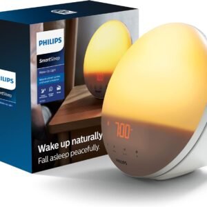 Philips SmartSleep Wake-up Light, Colored Sunrise and Sunset Simulation, 5 Natural Sounds, FM Radio & Reading Lamp, Tap Snooze, HF3520/60