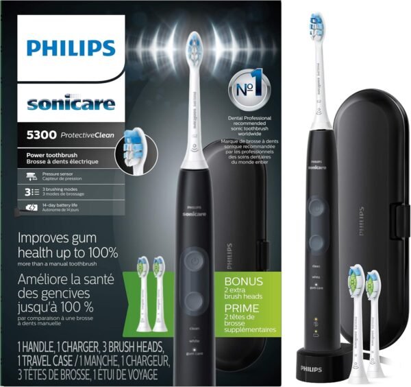 Philips Sonicare ProtectiveClean 5300 Rechargeable Toothbrush - Pressure Sensor & Travel Case